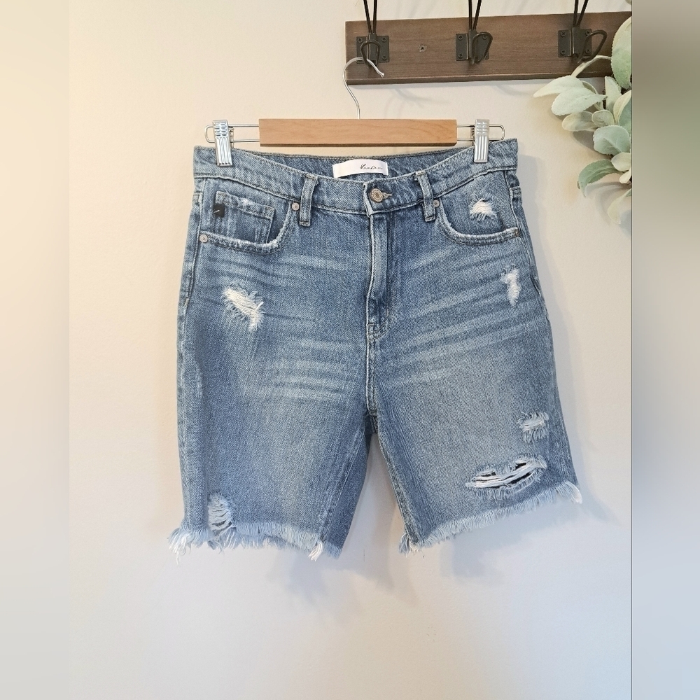 Kancan Women's Shorts Light Wash Distressed Cotton Size W25